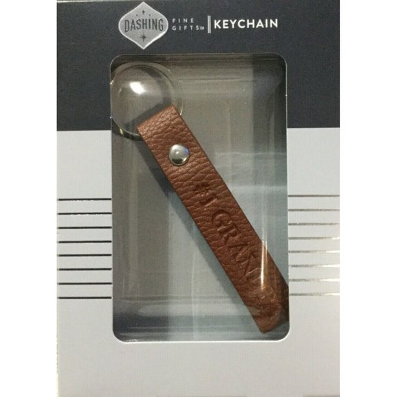 Dashing Fine Gifts #1 Grandpa Grandfather Brown Leather Loop Key Chain Gift NIB - Picture 1 of 2